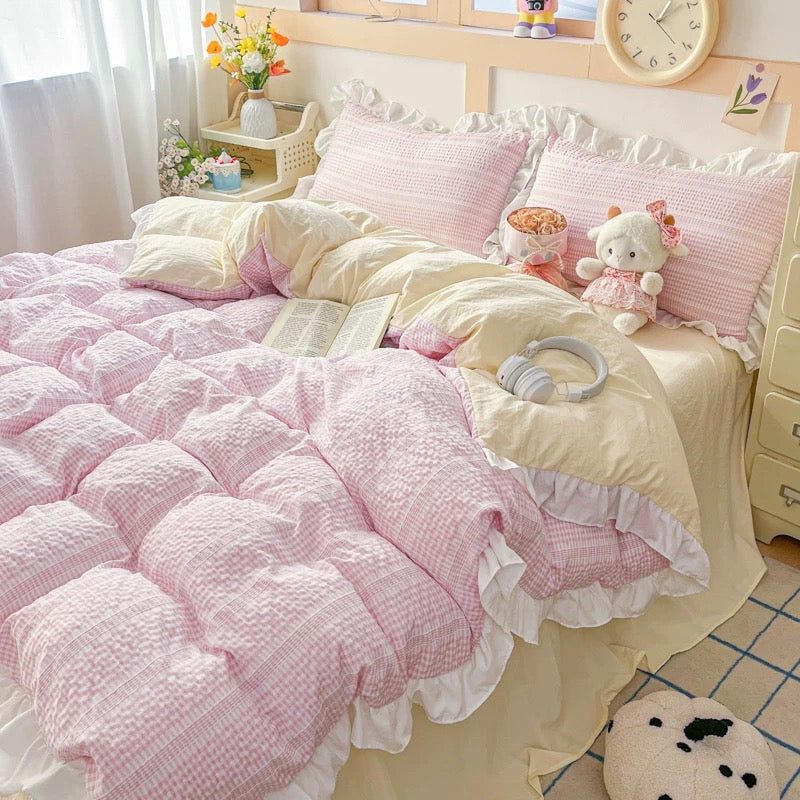Pink Princess Gingham Bedding Set