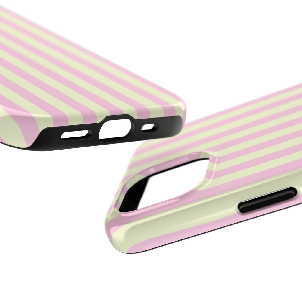 Glossy Pink & Yellow Striped iPhone Case