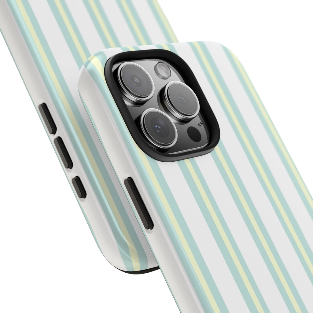 Mint & Yellow Glossy Striped iPhone Case