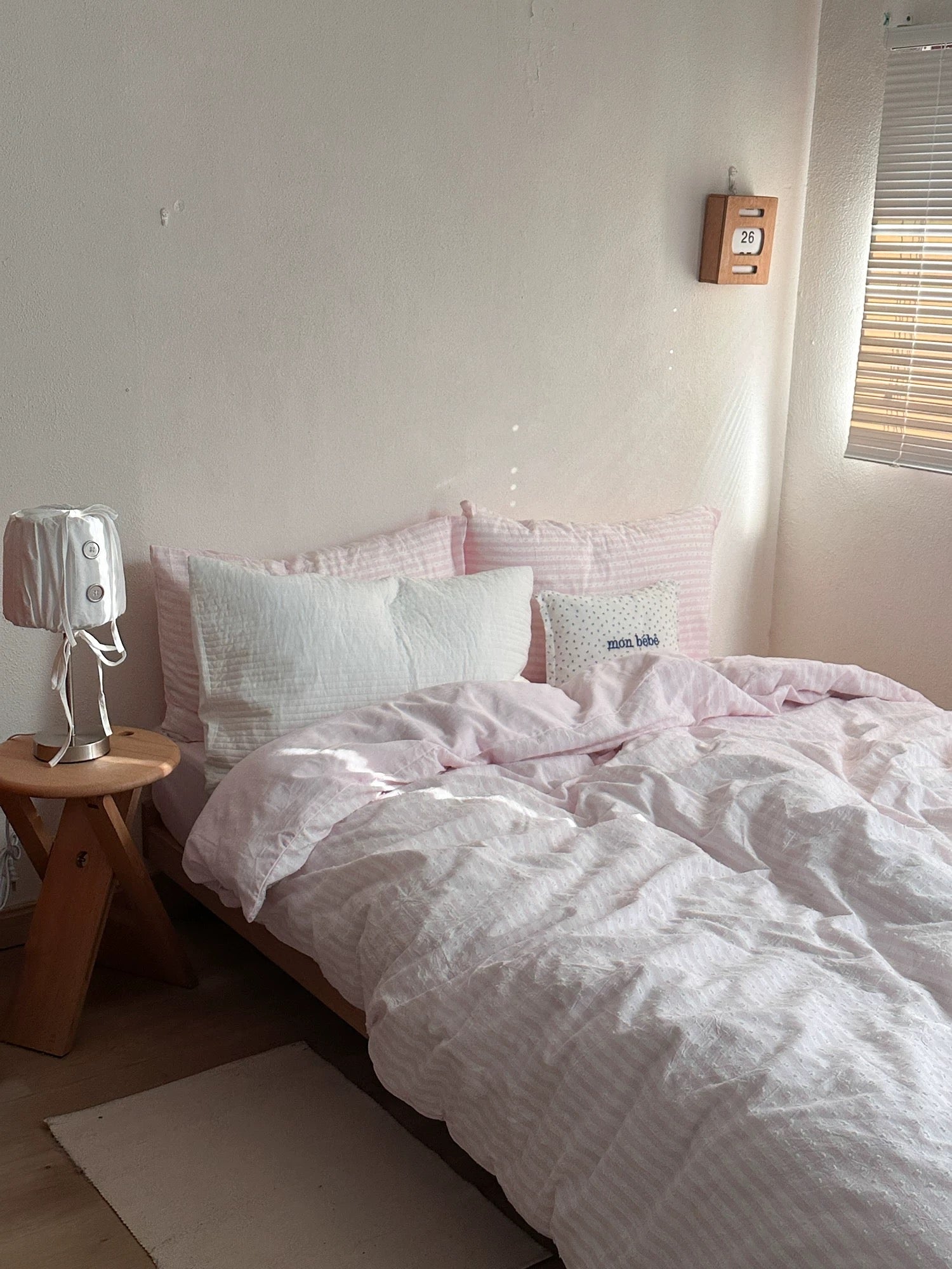 Pink Textured Stripe Duvet Cover Set