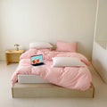 Soft Pink Striped Cotton Duvet Cover Set