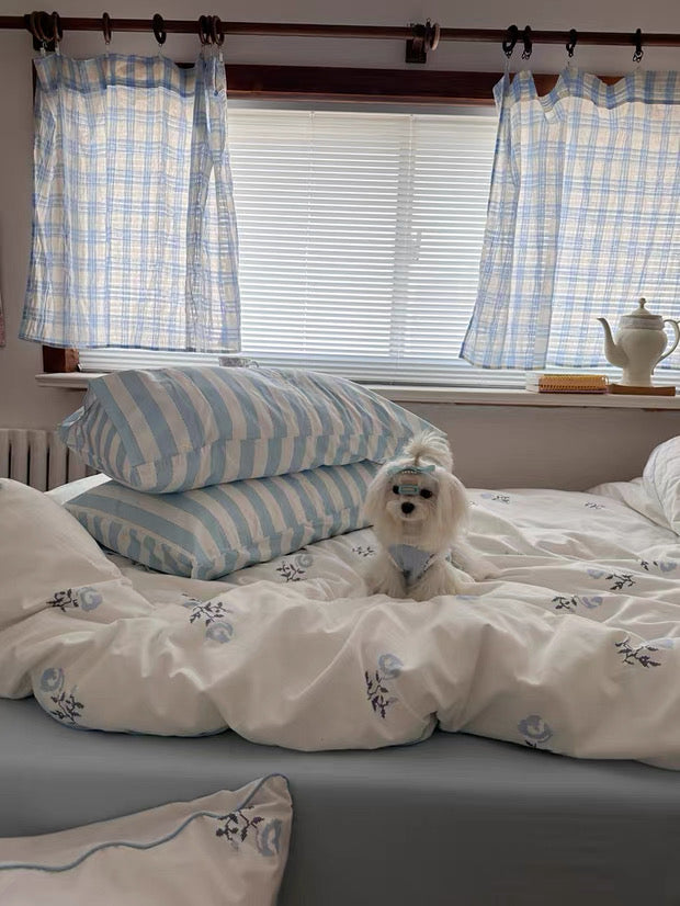 White Floral Cotton Duvet Cover Set