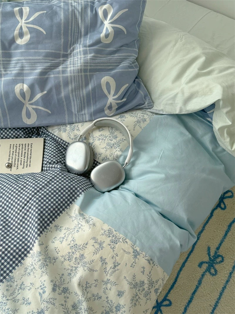 Blue Patchwork Cotton Bedding Set
