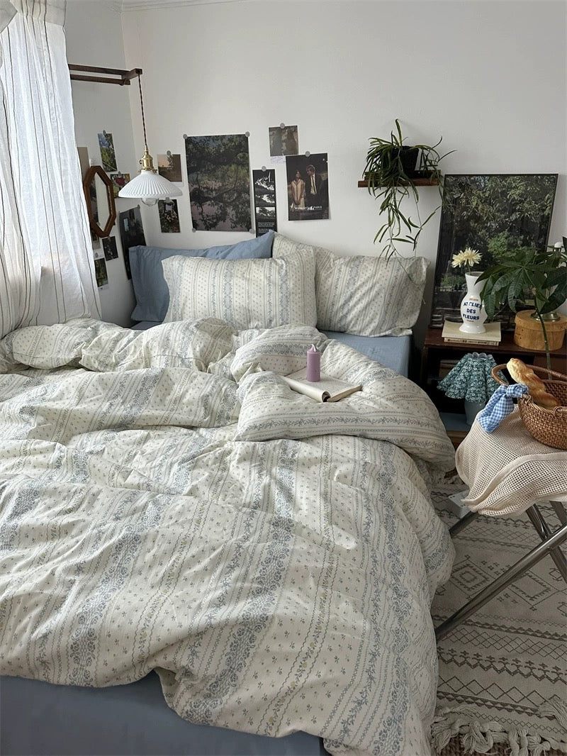 Dusty Blue Aesthetic Duvet Cover Set