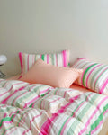 Pastel Rainbow Striped Cotton Duvet Cover Set