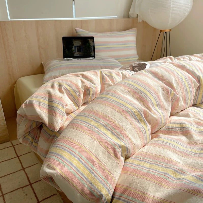 Aesthetic Retro Striped Duvet Cover Set