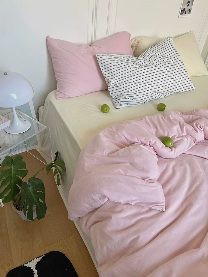 Pink Jersey Knit Duvet Cover Set