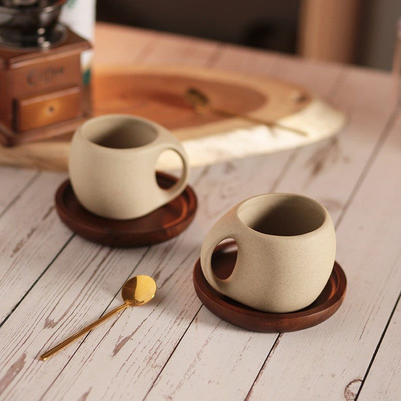 Ceramic Coffee Mug with Saucer & Spoon - Espresso Cup Set
