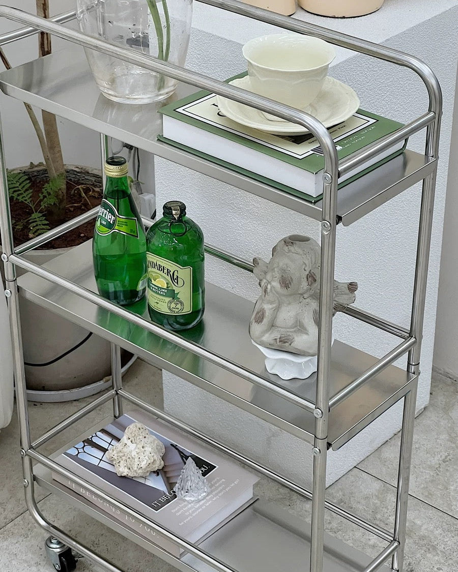 Chrome Rolling Bar Cart
