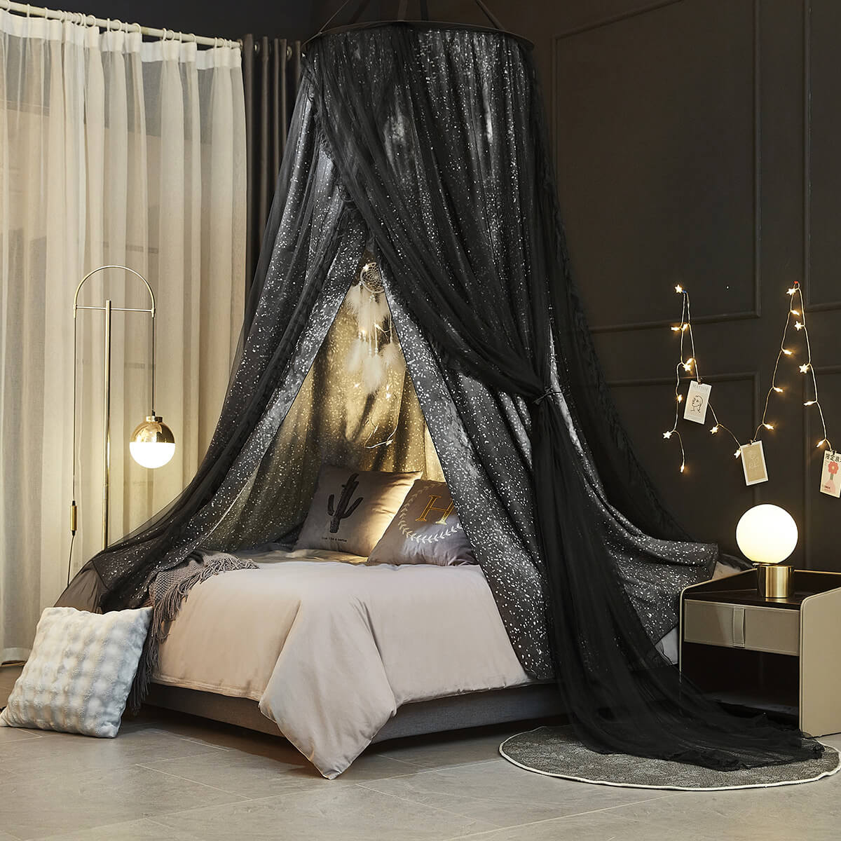 Starry Night Bed Canopy – Space Theme Room Decor