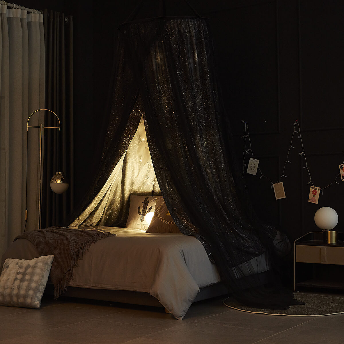 Starry Night Bed Canopy – Space Theme Room Decor