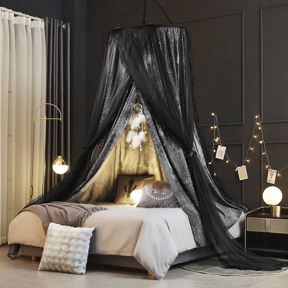 Starry Night Bed Canopy – Space Theme Room Decor