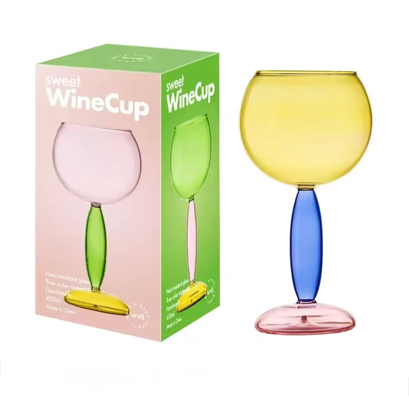 Colored Borosilicate Wine Glasses Burgundy Glass Yellow