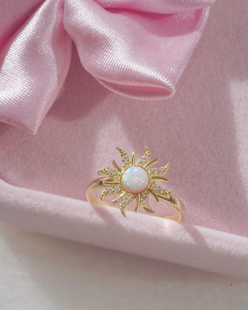 Opal Sun Jewelry Set Ring