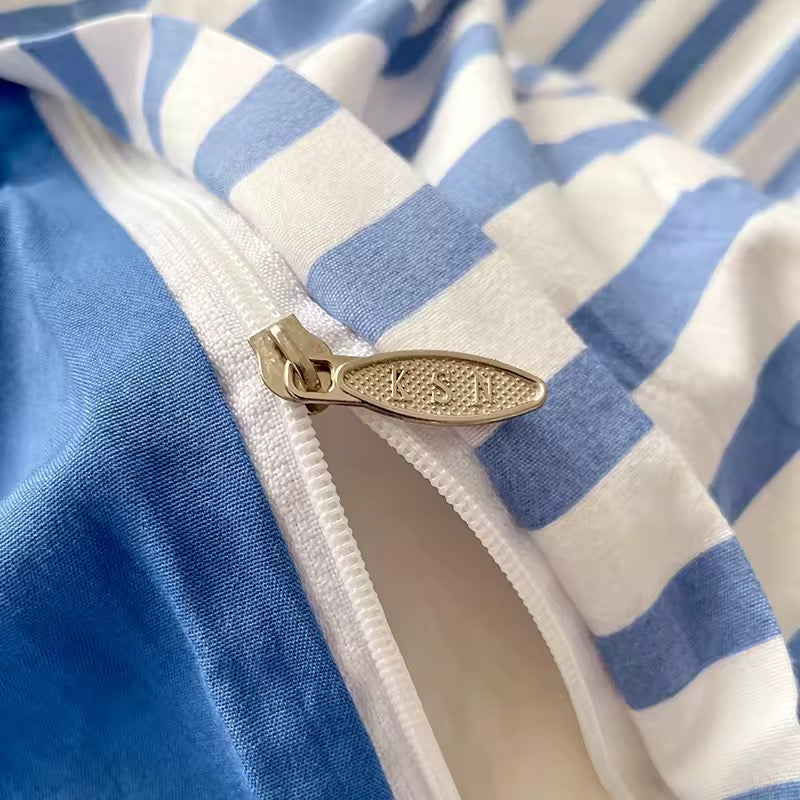 Blue Striped Bedding Set