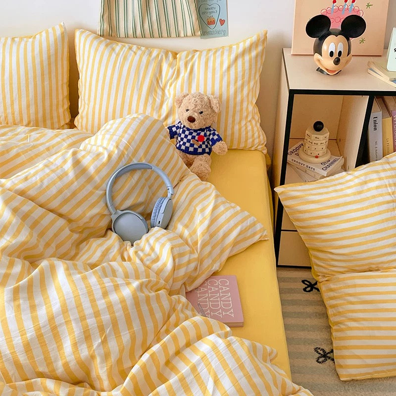 Yellow Striped Bedding Set