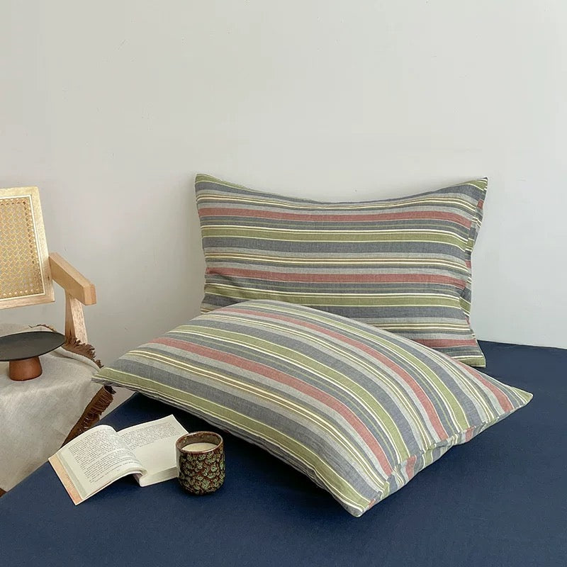 French Country Striped Duvet Cover Set