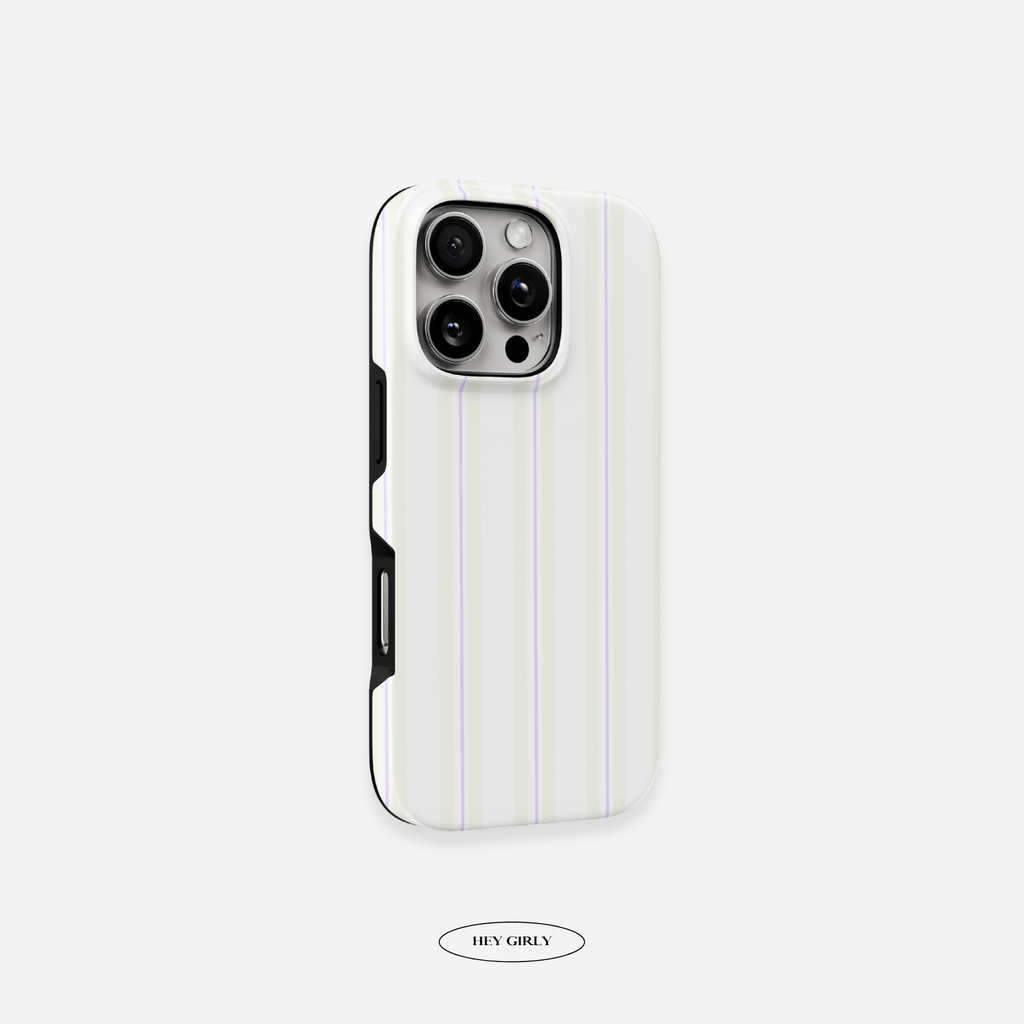 Cream & Lilac Striped iPhone Case