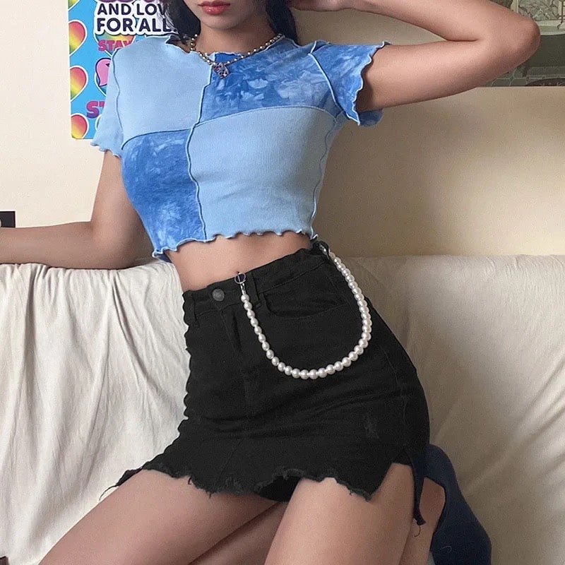 Tie Dye Crop Top Blue