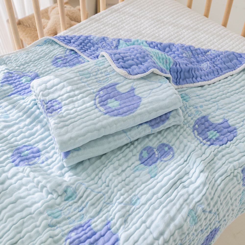 6-Layer Bamboo Muslin Baby Blanket - 40"×42 " Dragon Blue