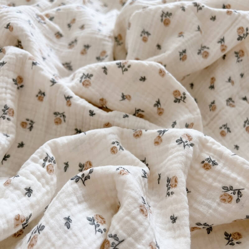 Rose Floral Muslin Baby Blanket & Pillow Set – 47"×51"
