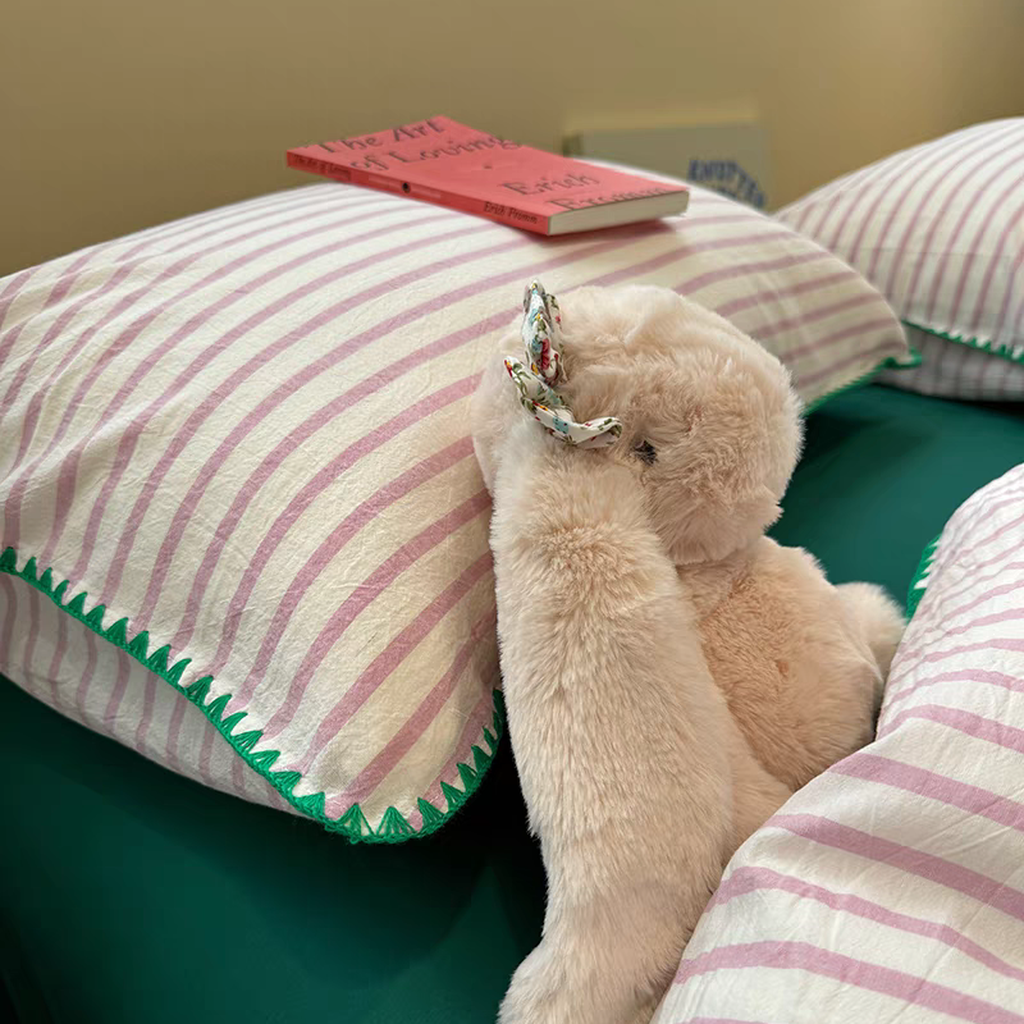 Sweet Stripes Bedding Set - Hot Pink