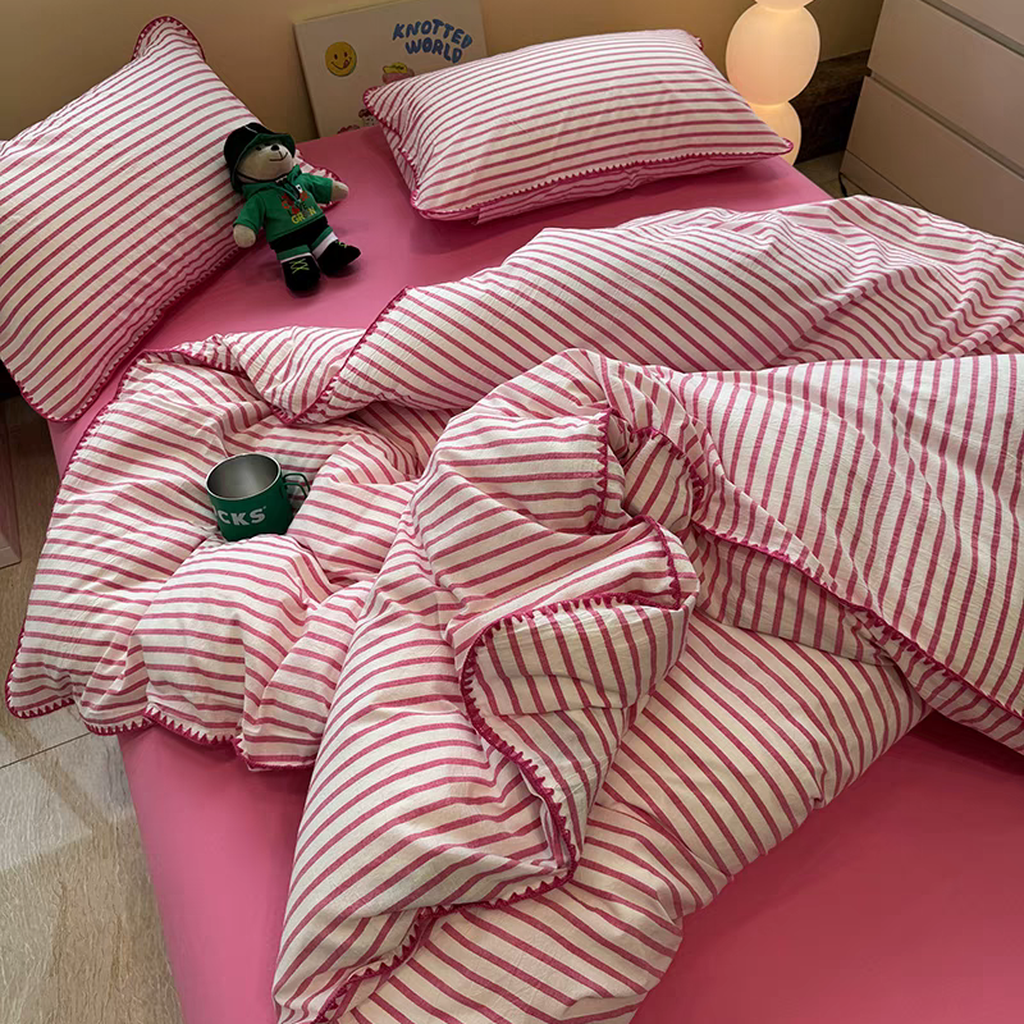 Sweet Stripes Duvet Cover - Violet Hot Pink