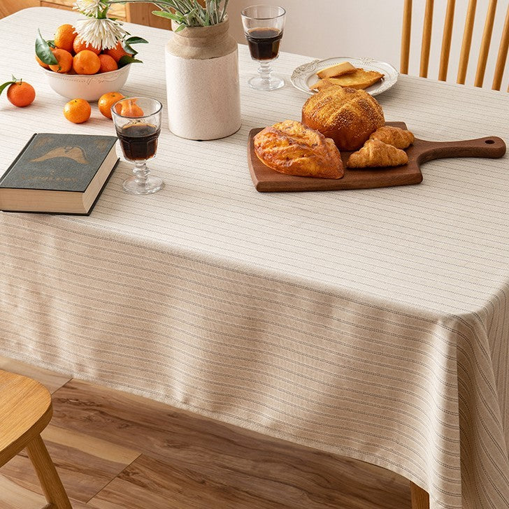 Nami Striped Cotton Linen Tablecloth Cover