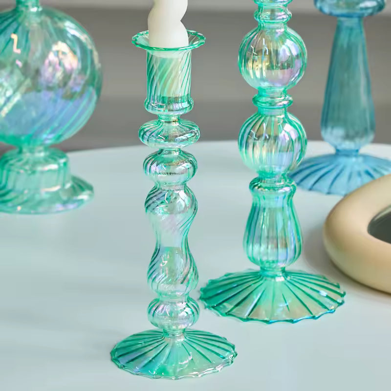 Groovy Glass Taper Candle Holders