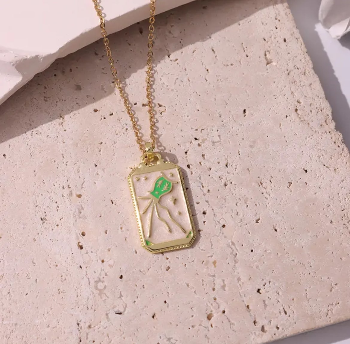 Pink Tarot Card Necklace F