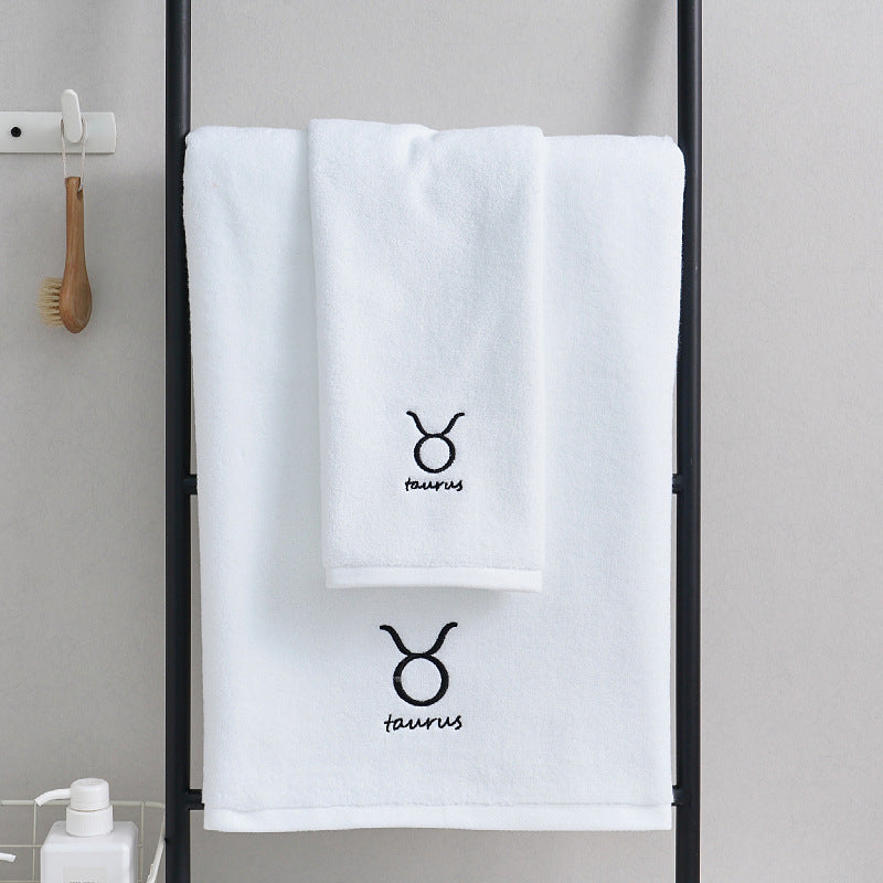 Zodiac Luxury Towel Set (2-Piece) White Taurus