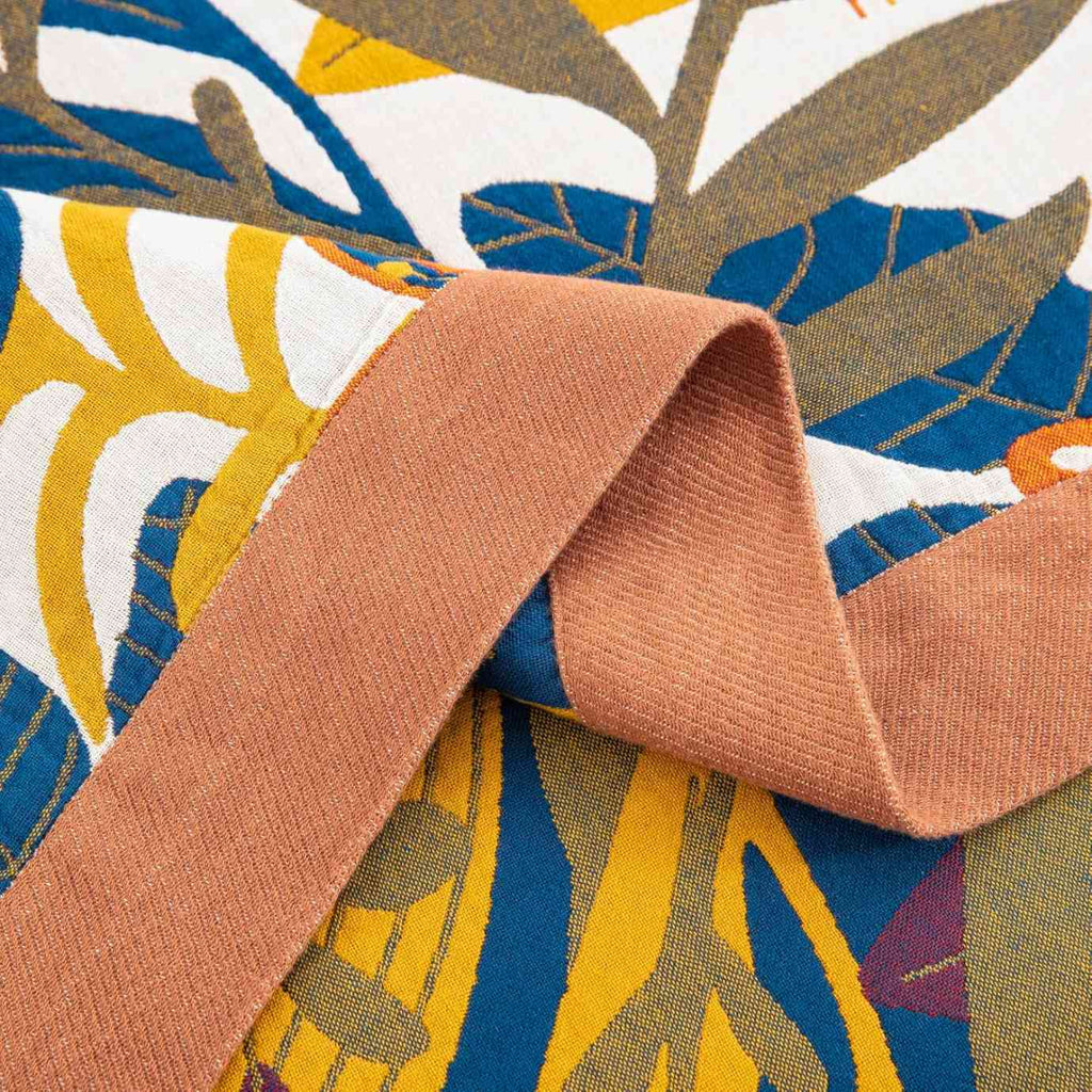Cotton Throw Blanket - Amber & Indigo Design