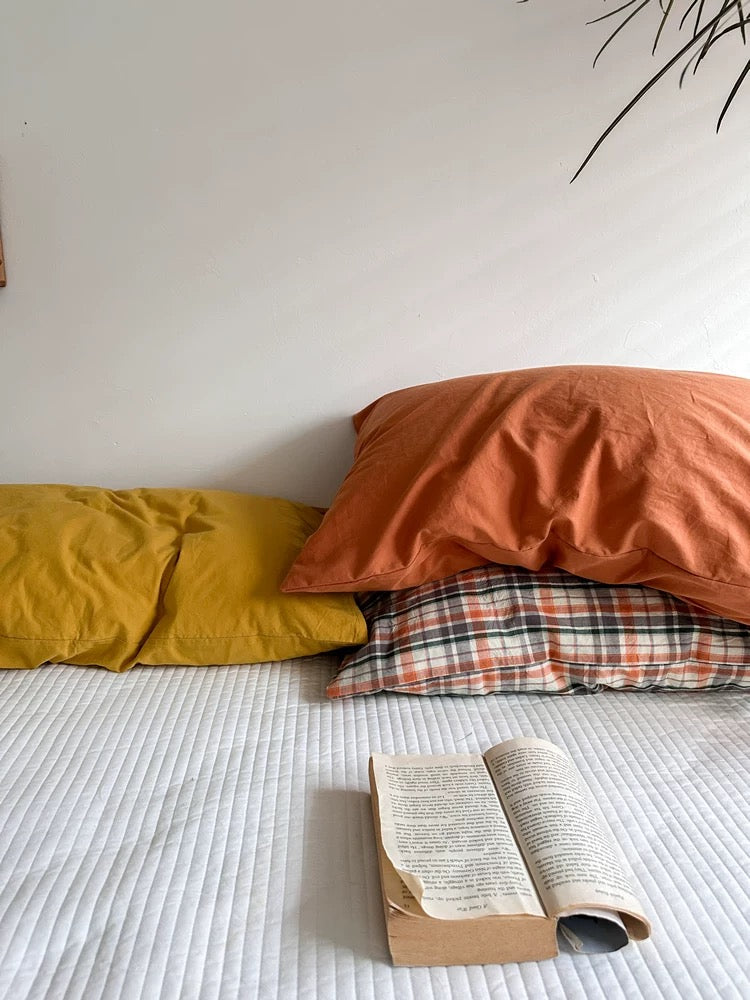 Terracotta Plaid Pillowcase