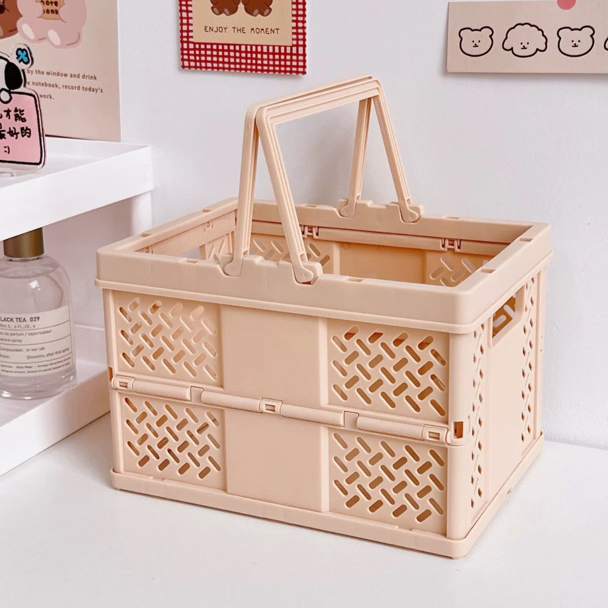 Pastel Folding Storage Basket Beige