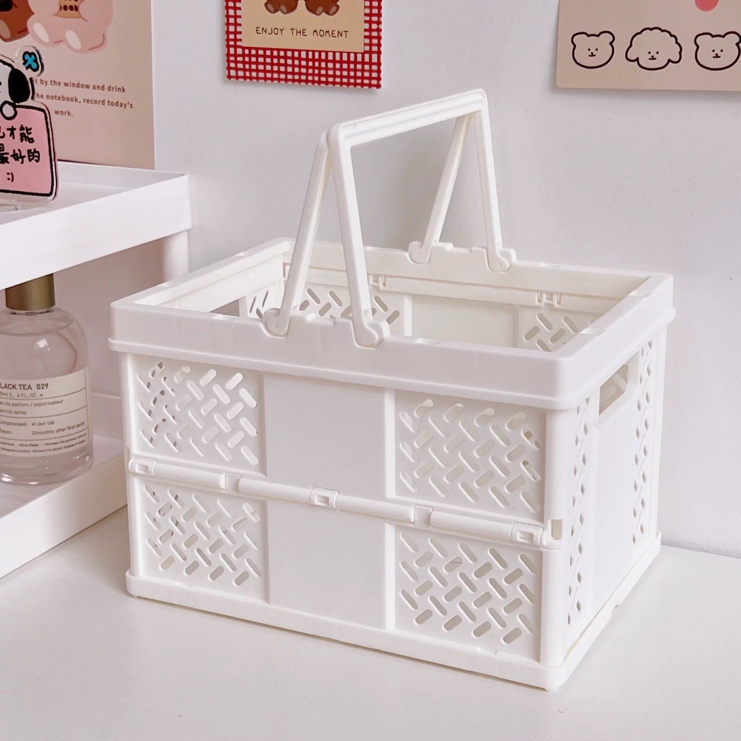 Pastel Folding Storage Basket White