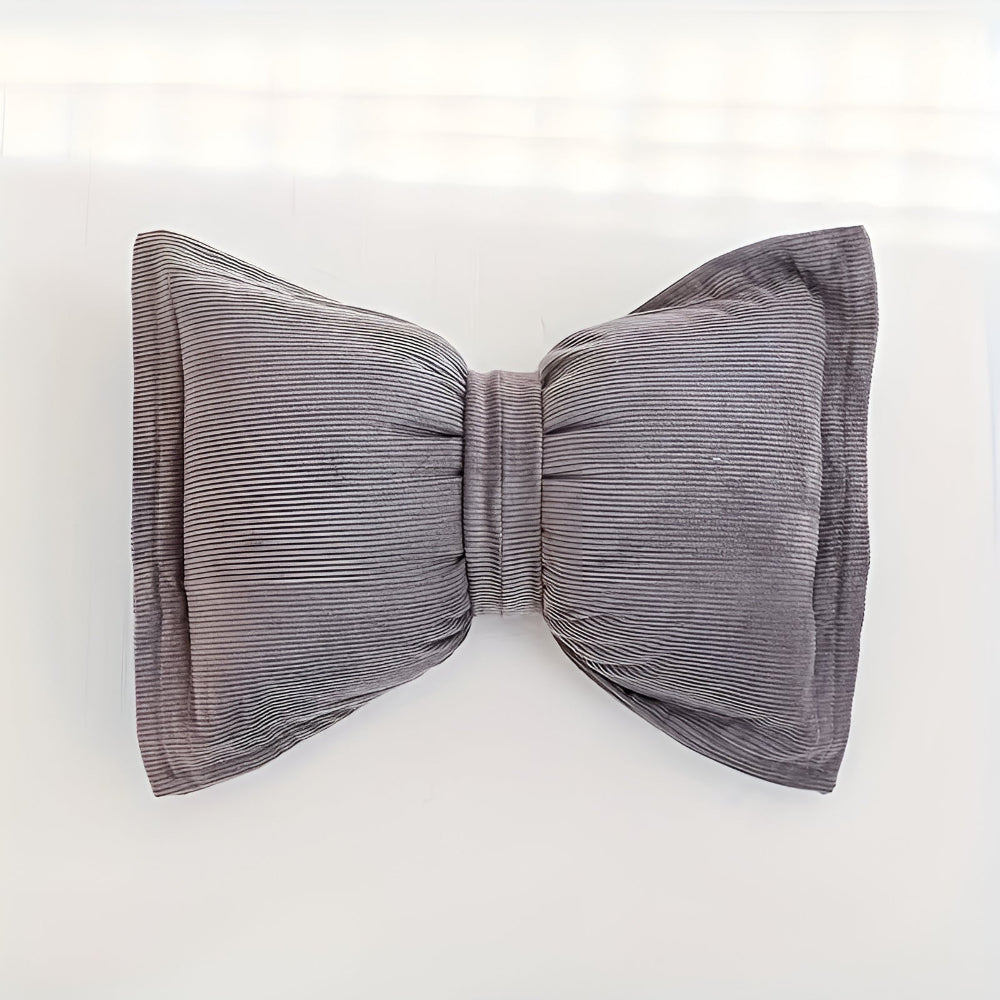Bowknot Decorative Cushion Pillow Ash Ribbon