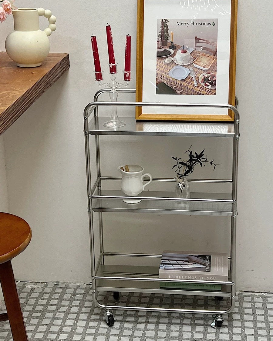 Chrome Rolling Bar Cart
