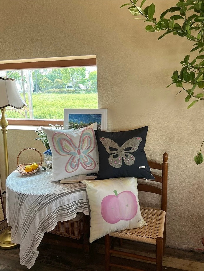 Embroidered Canvas Throw Pillow