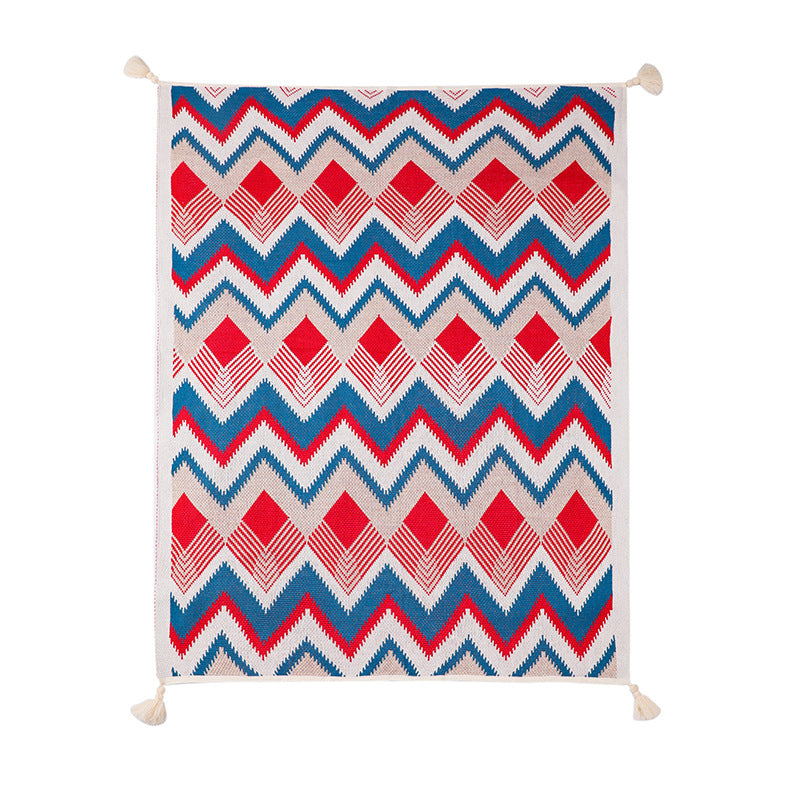 Chevron Knitted Throw Blanket with Tassels – 51" x 67"