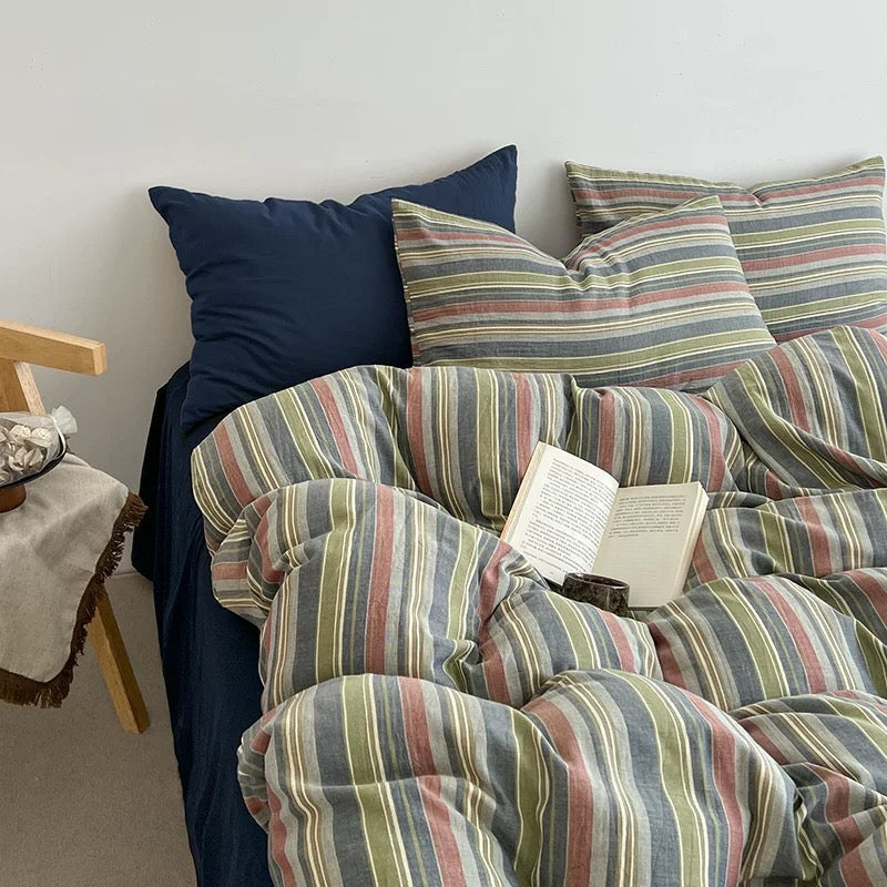 French Country Striped Duvet Cover Set