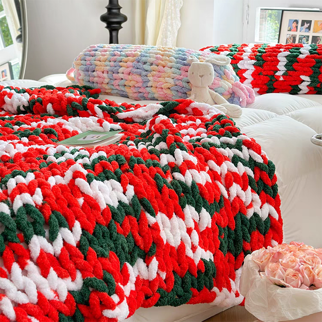 Tie-dyed Chunky Knitted Blanket Christmas
