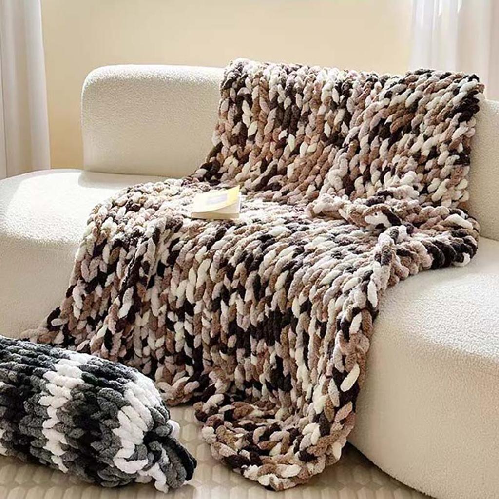 Tie-dyed Chunky Knitted Blanket Oat