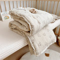 Bunny Toddler Bed Quilt – Cotton Gauze with Lace Trim