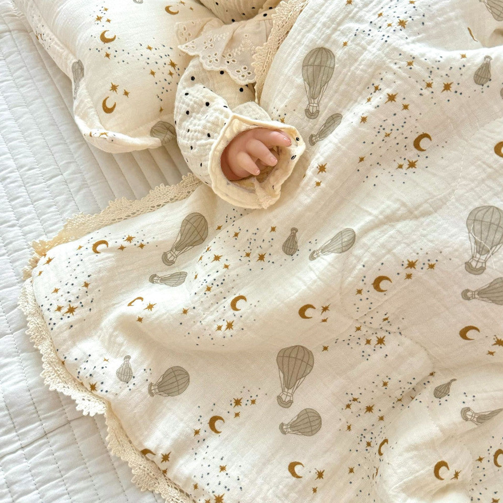 Hot Air Balloon Toddler Comforter – Cotton Muslin Quilt