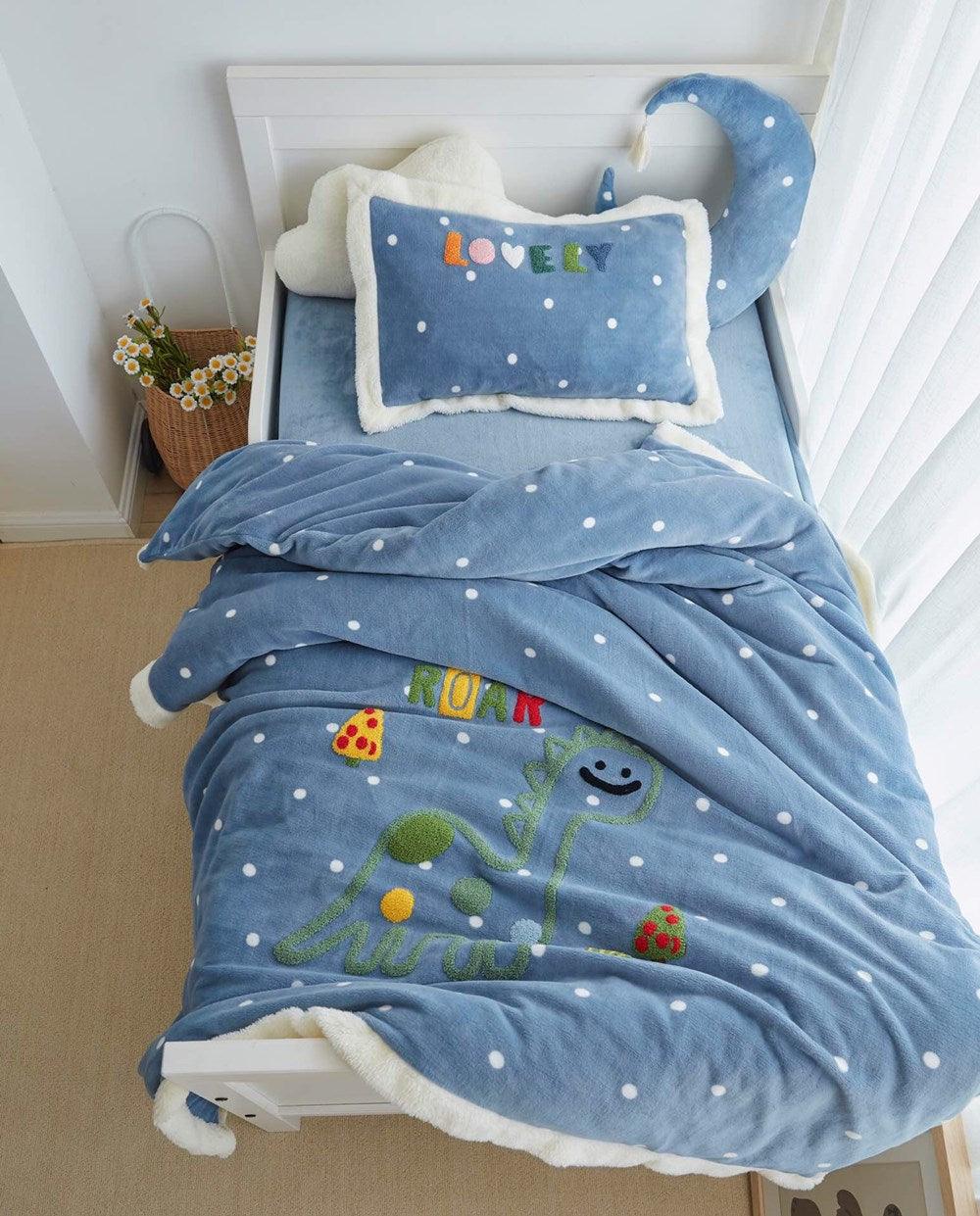 Milk Fleece Toddler Bedding Set Dinosaur Duvet Cover