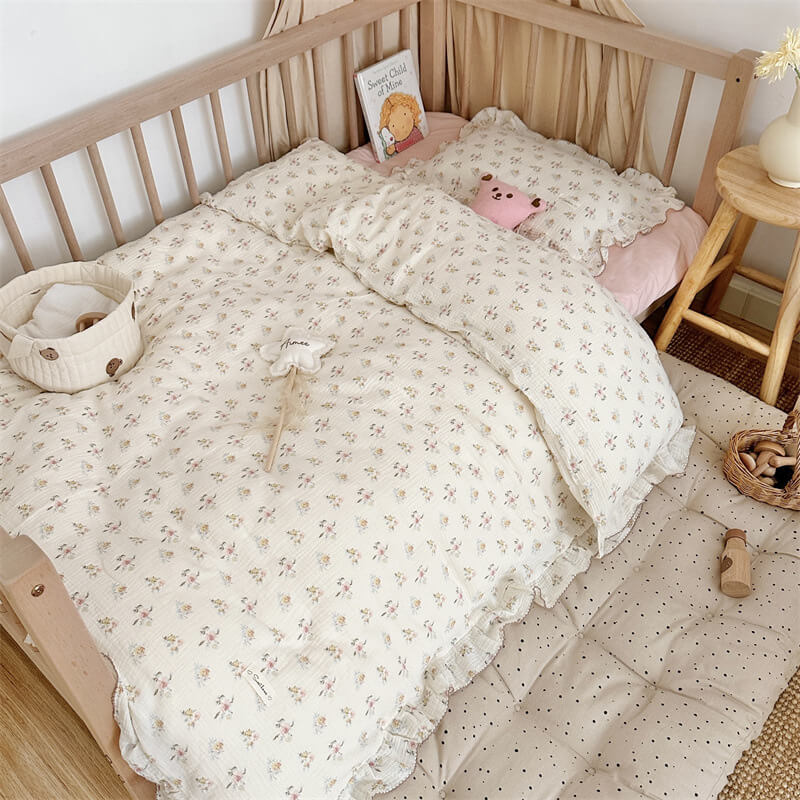 Azalea Floral Duvet Cover Set – Ruffled Cotton Muslin