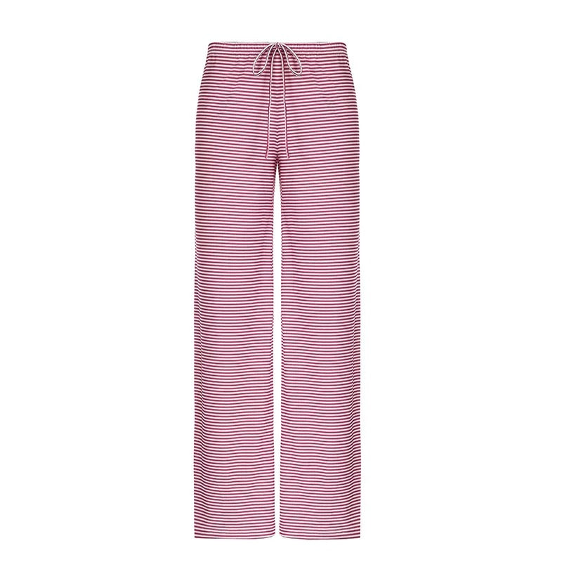 Blue Striped Pants Red