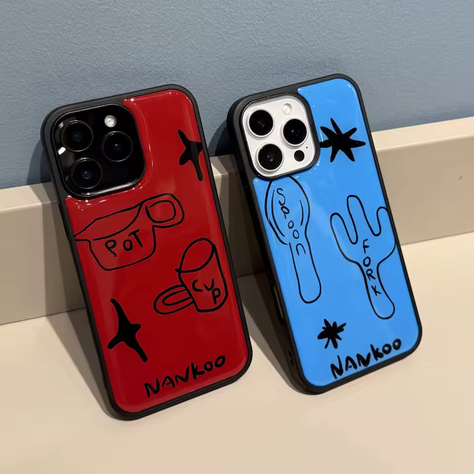 Korean Glossy Graffiti iPhone Case