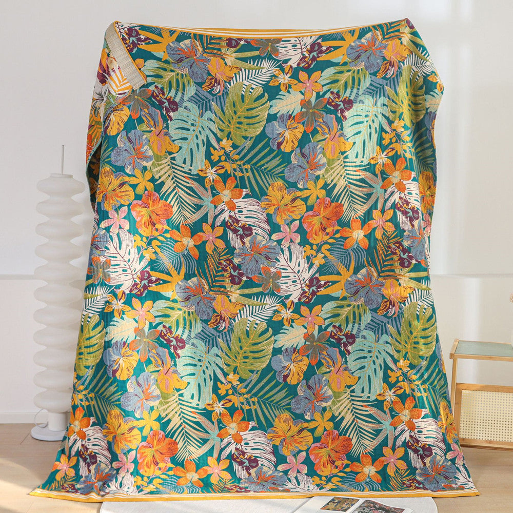 Tropical Paradise Cotton Throw Blanket – Jacquard Woven