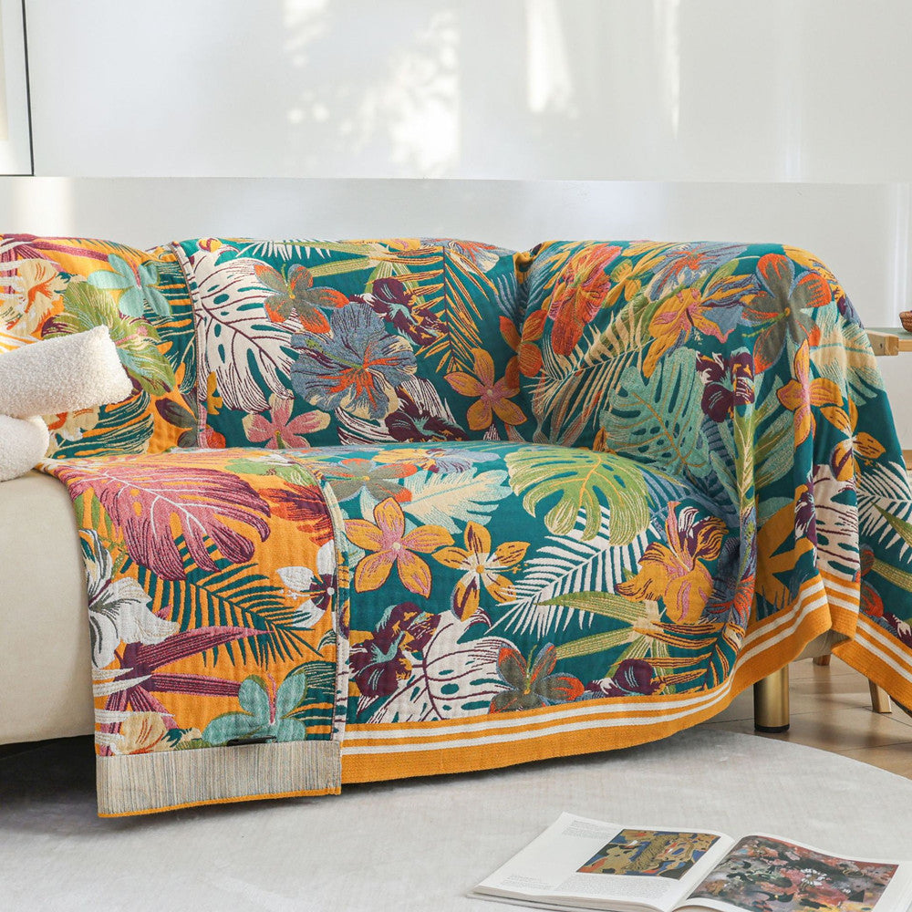 Tropical Paradise Cotton Throw Blanket – Jacquard Woven